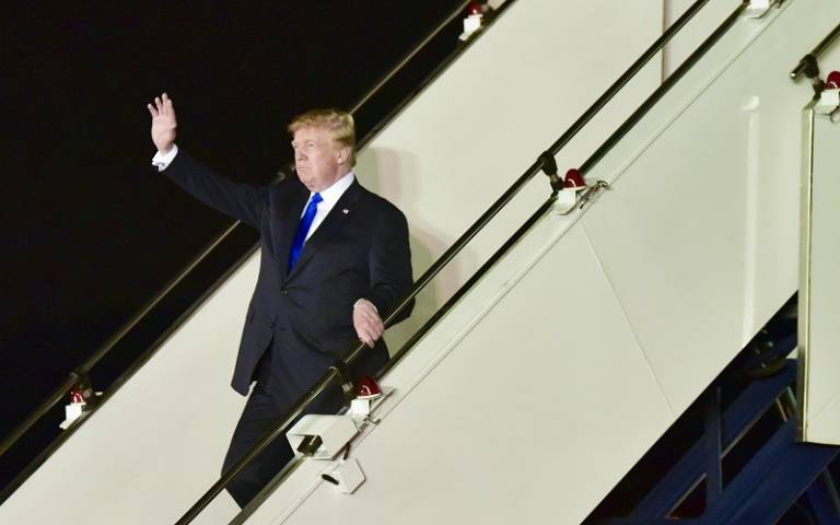 US President Donald Trump arrives in Singapore