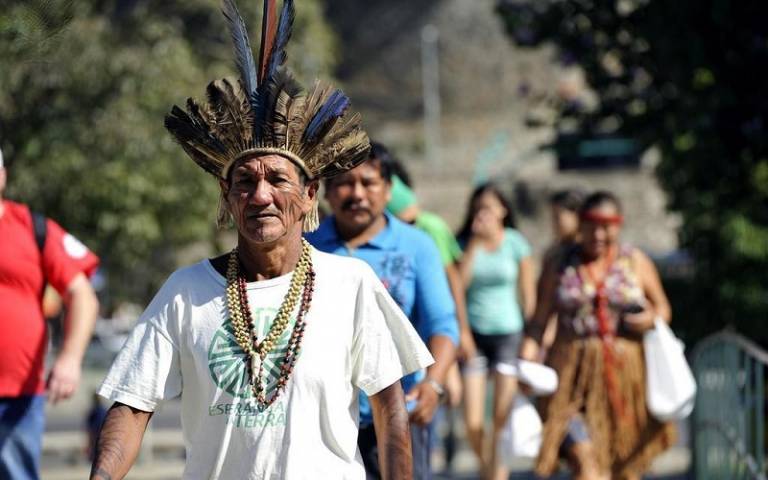 Indigenous campaigner at the Rio+20 Earth Summit in Rio de Janeiro