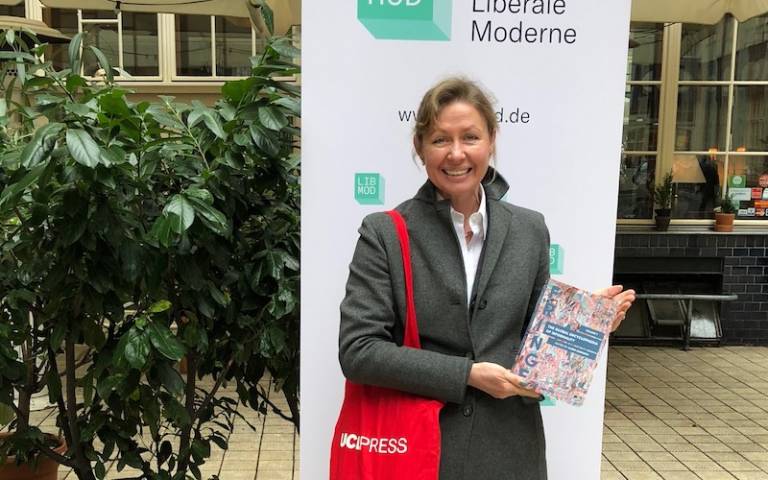 Professor Alena Ledeneva at a book launch for The Global Encyclopaedia for Informality in Berlin
