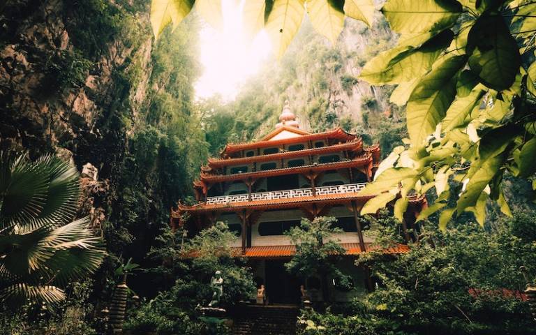 temple in Malaysia in lush green surroundings
