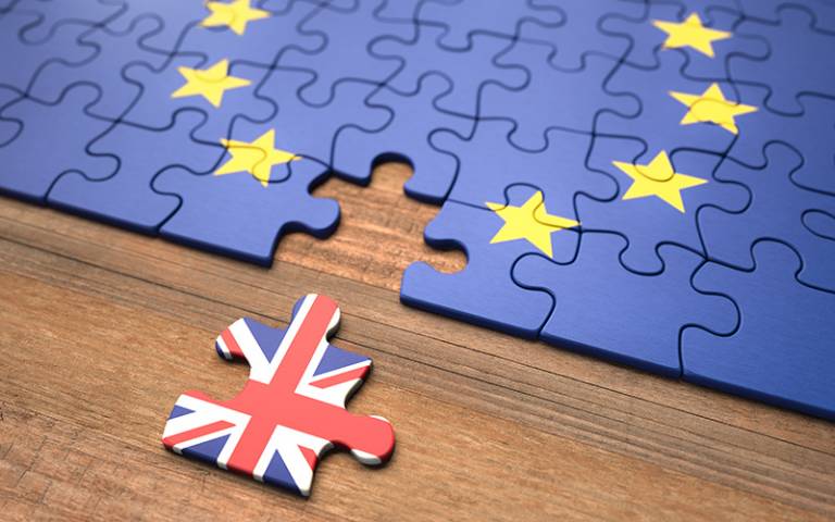 United Kingdom leaving the European Union represented in puzzle pieces