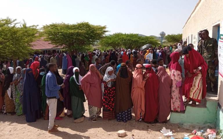 People lining up to cast their ballots at polling station in Somaliland