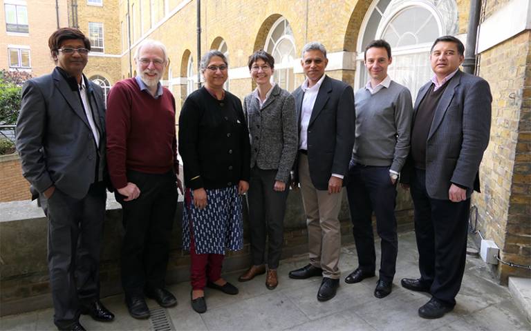 UCL academics greet the delegation from the Indian Institute of Astrophysics