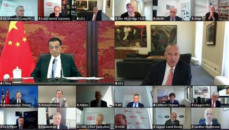 Screenshot of virtual meeting with Dr Michael Spence, Premier Li and more attendees
