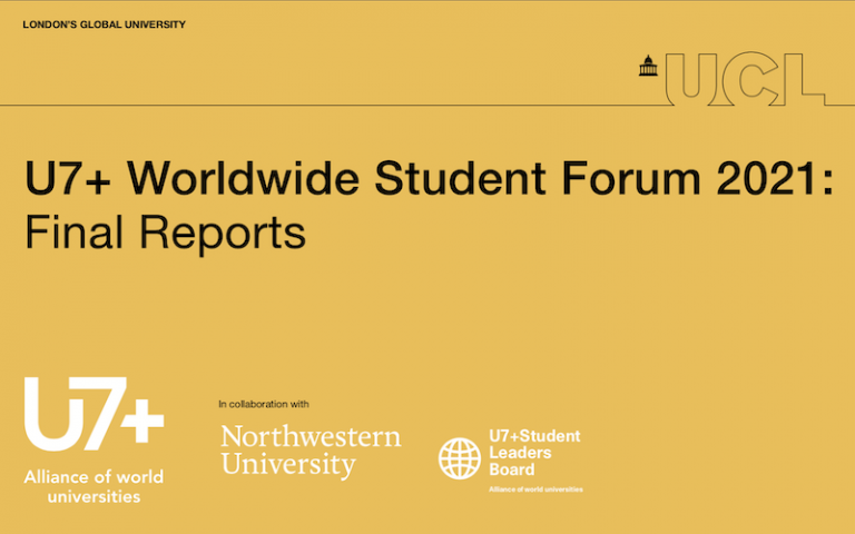 Front page of U7+ Worldwide Student Forum 2021 reports