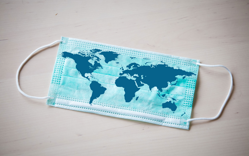 Surgical Mask with a World Map