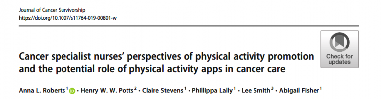 Breast, prostate and colorectal cancer specialist nurses' perspectives of physical activity promotion and the potential role of smartphone-based physical activity interventions in cancer care