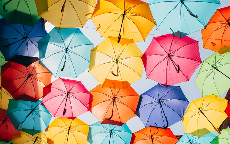 Multicoloured umbrellas