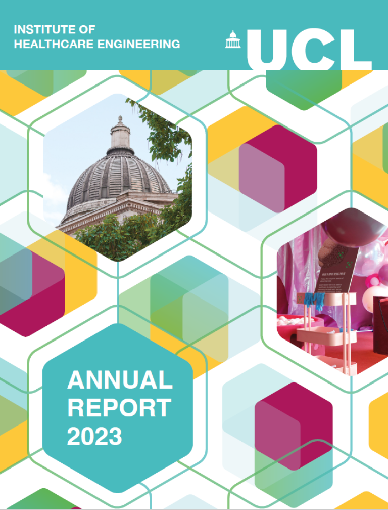 Screenshot of annual report front cover. It's been graphically designed with lots of hexagons