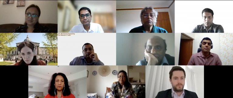 A screenshot of the joint webinar showing all the speakers on screen