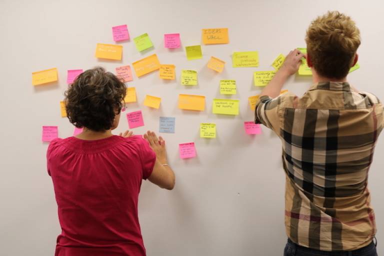 Public engagement wall of post-its