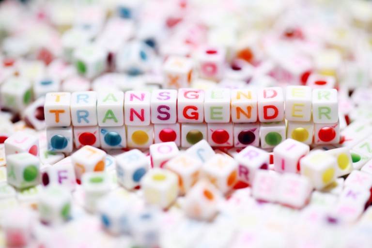 Transgender spelt out by bracelet beads