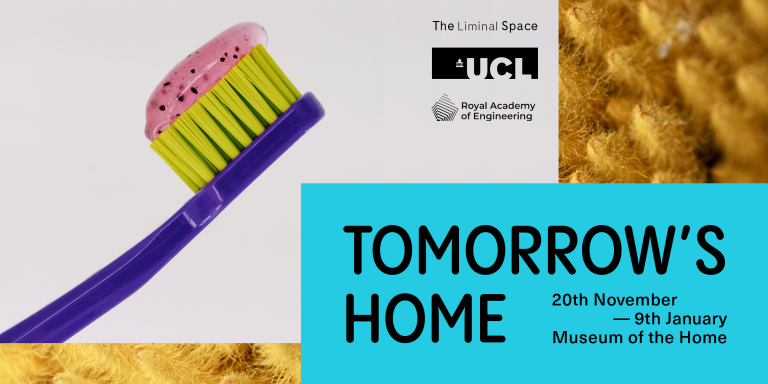 Web banner showing toothbrush, carpet and reading Tomorrow's Home