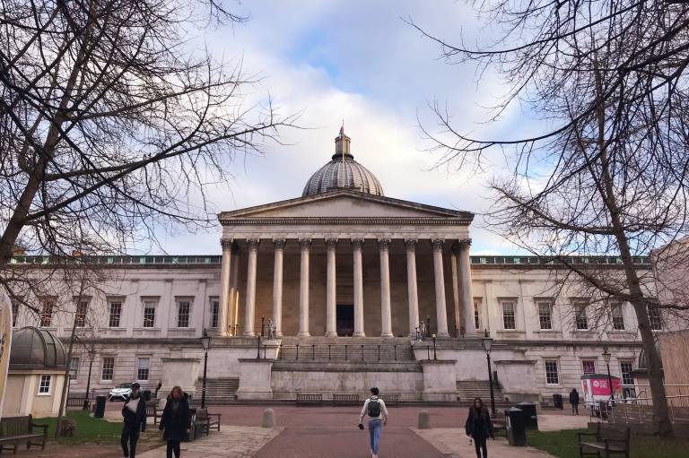 photo of UCL main quad and blue sky