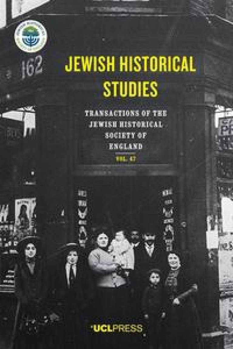 cover of journal features antique photo of Jewish Historical Society with people in front