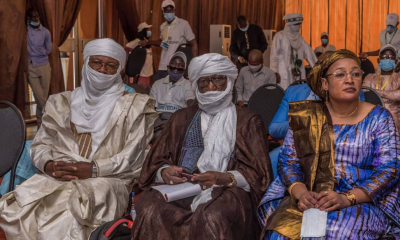 Leading West African anti-slavery activists Ilguilas Weila (Niger), Ahmadou Dicko (Burkina Faso) and Rhaichatou Walet (Mali) attend a LESLAN event