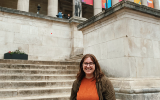 Ariella Hartstein in front of UCL Main building