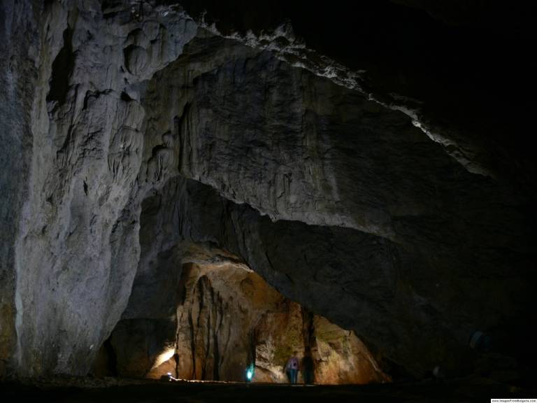 The Bacho Kiro cave (Bulgarian: пещера „Бачо Киро“) is situated 5 km (3.1 mi) west of the town Dryanovo, Bulgaria, only 300 m (980 ft) away from the Dryanovo Monastery.