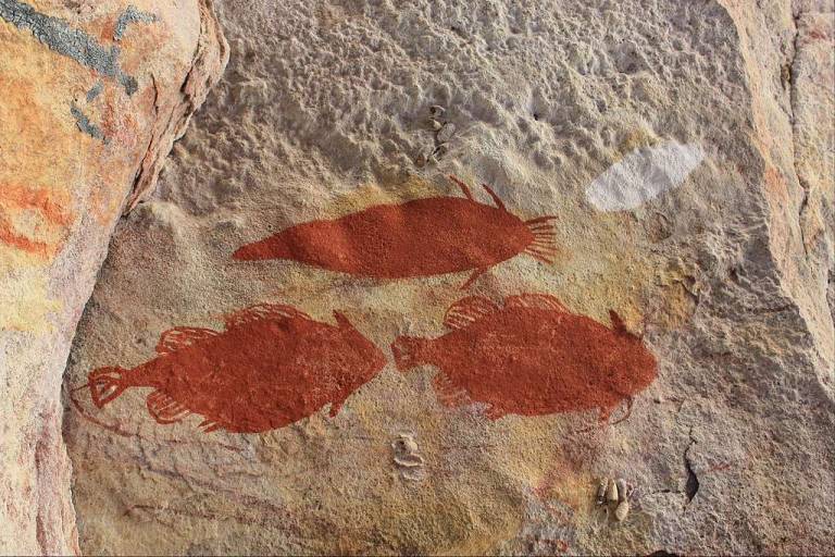 Aboriginal Rock Art - Red Ochre - Fish