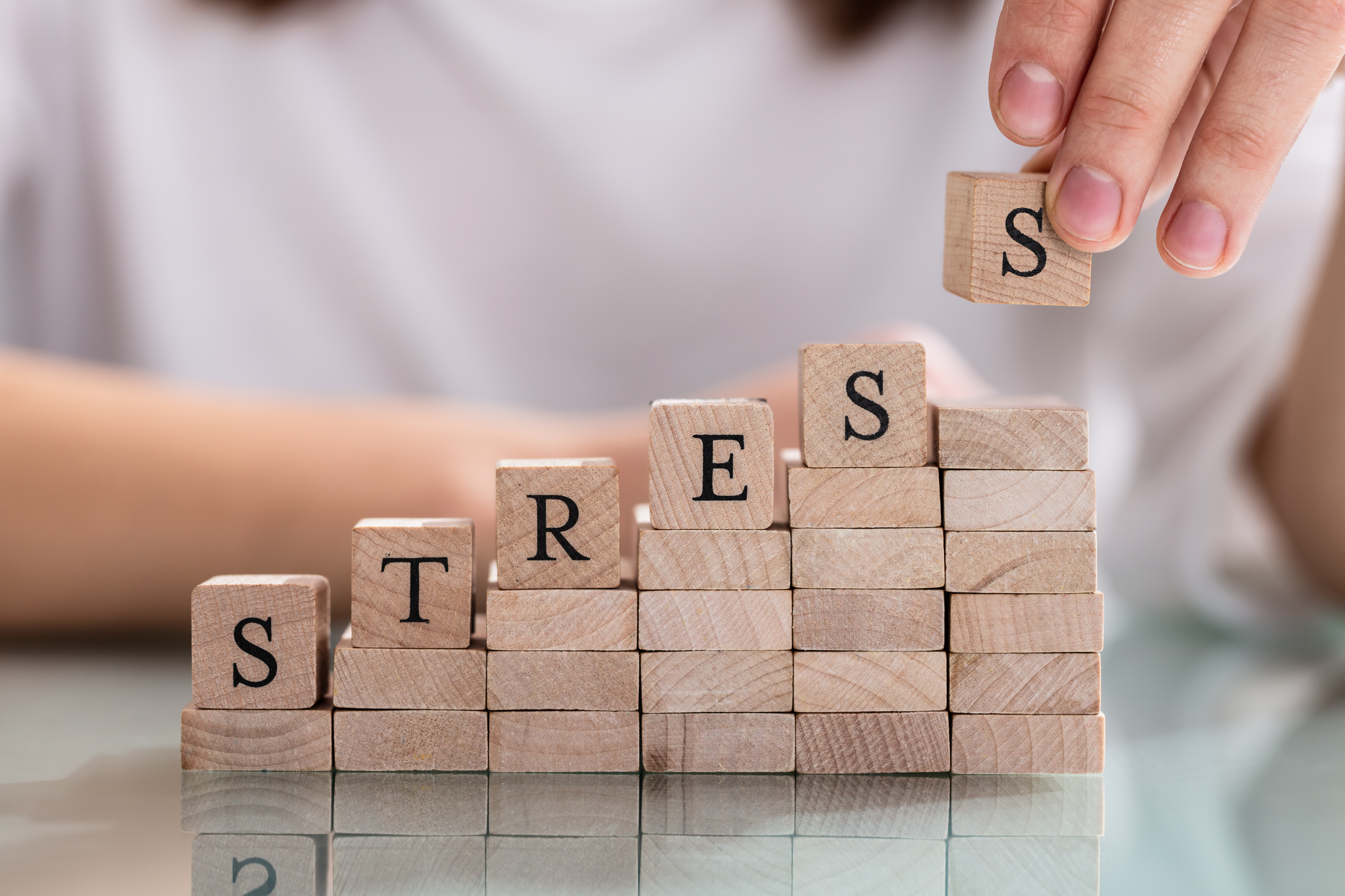 the word stress spelled out on blocks