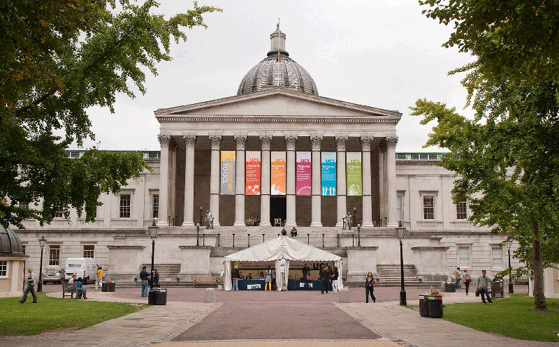 Image shows the main UCL Portico and Main Quad