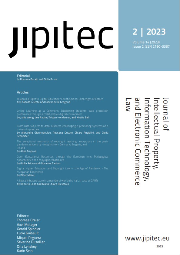 Journal cover for JIPITEC