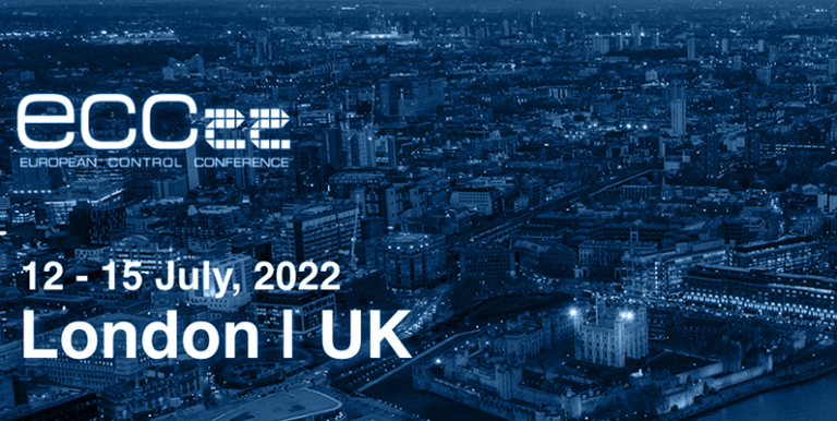 Image of London with text saying ECC 22, European Control Conference, 12-15 July 22