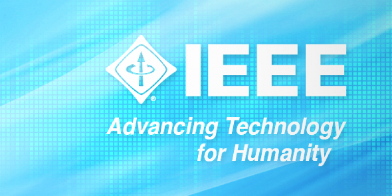 IEEE logo and text on a blue background