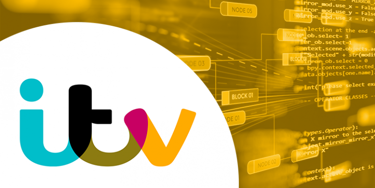 ITV logo next to futuristic vision of big data handling 