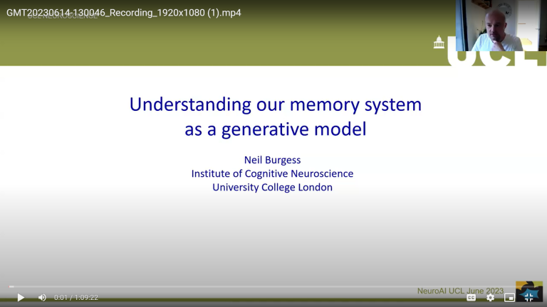 Powerpoint slide introduction of Neil Burgess's talk, understanding our memory system as a generative model