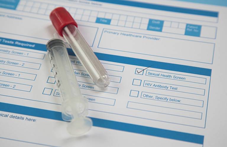 Sexual health check vials and form