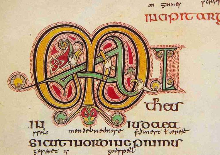 Initial from the Lindisfarne Gospels. Image courtesy of manuscript_nerd on Flickr https://www.flickr.com/photos/83142434@N07/7841748730/