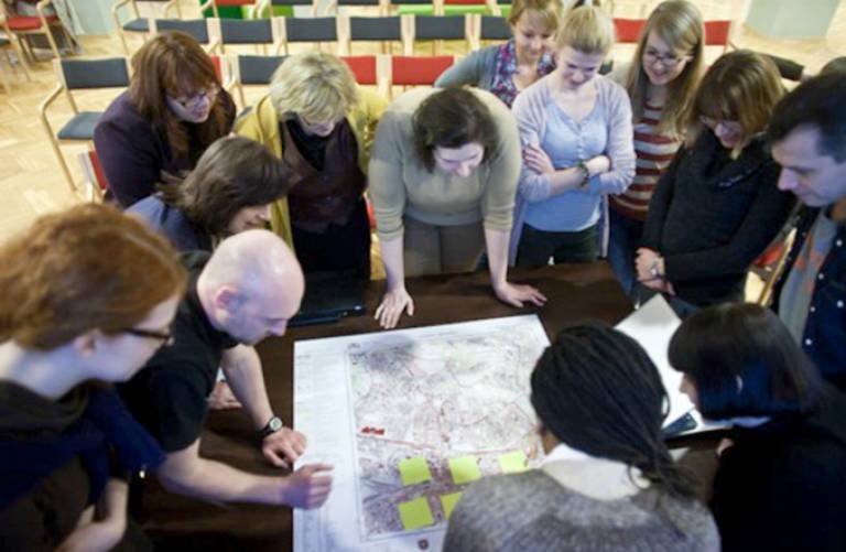 Participants at workshop selecting areas to map