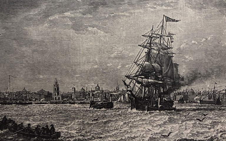Antique illustration of a ship 
