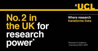 a graphic of UCL's REF results - number 2 in the UK for research power