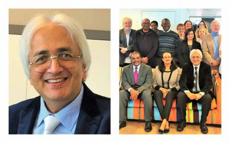 Professor Sir Ali Zumla (left), with members of the EDCTP Scientific Advisory Committee (right)