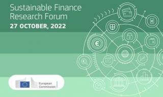 Green and white patterned holding slide for the European Commission's Sustainable Research Forum