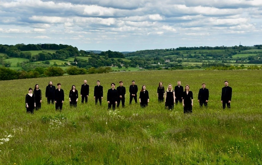 Carice singers stand in a field