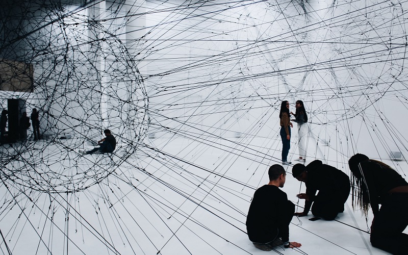 art installation of string networks