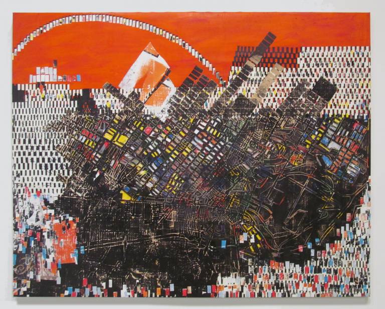 Scorched Earth, 2006. Billboard paper, gel medium, acrylic, mixed media on canvas. The Broad