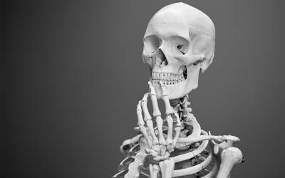 skeleton in thinking pose, image credit Mathew Schwartz on Unsplash