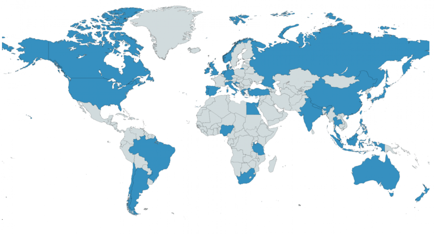 Map of countries where CST work is ongoing