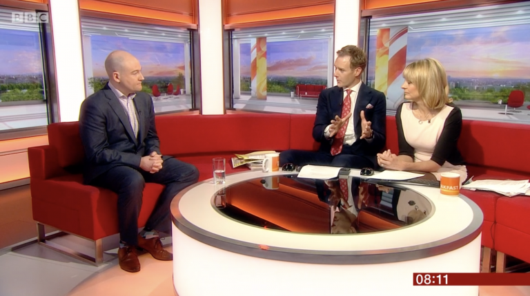 Peter  Mountney being interviewed on BBC Breakfast