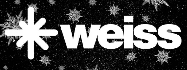 WEISS logo on a snowflake background