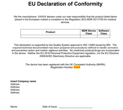 screenshot from an EU declaration of conformity