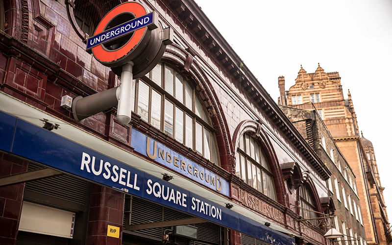 View of Russell Square Underground Station. Credit: Mat Wright for IOE/UCL Media.