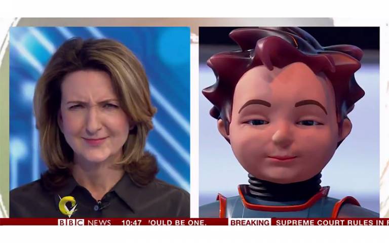 Victoria Derbyshire and Zeno the robot (Screenshot: Victoria Derbyshire Live, BBC)