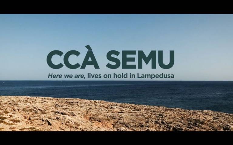 Screenshot from titles of CCÀ SEMU, here we are. Lives on hold in Lampedusa