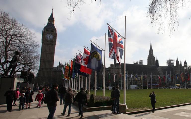 Commonwealth flags in London's Parliament Square (Photo: Foreign & Commonwealth Office, CC BY 2.0)