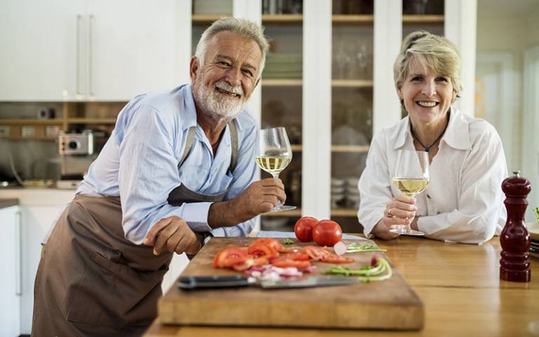 Couple with wine and food